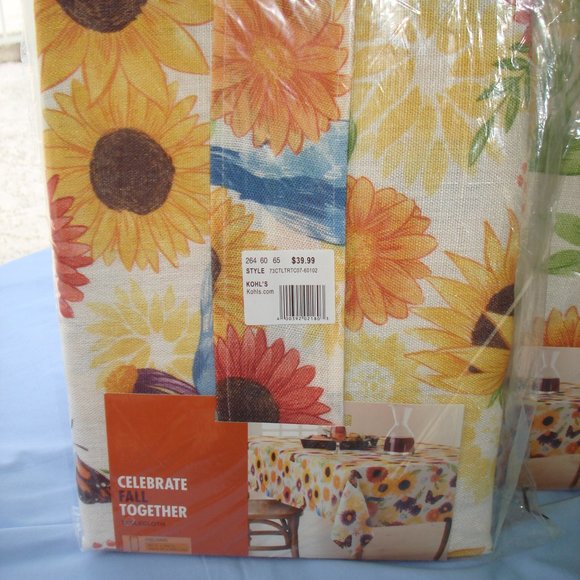 ONE New 60" x 84" FABRIC TABLECLOTH Sunflowers Floral Nature Spring Summer Fall - Picture 16 of 16